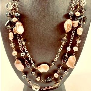 Pre-owned Vintage Lucas Lameth multi strands 925 Sterling Silver Pearls Necklace